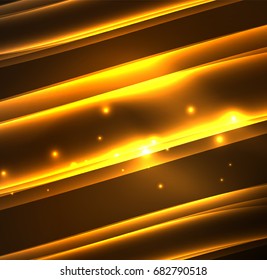 Líneas de energía, ondas brillantes en el fondo oscuro, vector abstracto. Plantilla de diseño de presentación de vocabulario o tecnología, patrón de folleto o volante, o banner web geométrico