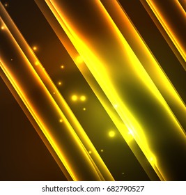 Energy lines, glowing waves in the dark, vector abstract background. Vector business or technology presentation design template, brochure or flyer pattern, or geometric web banner