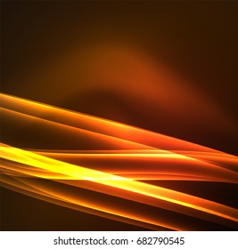 Energy lines, glowing waves in the dark, vector abstract background. Vector business or technology presentation design template, brochure or flyer pattern, or geometric web banner