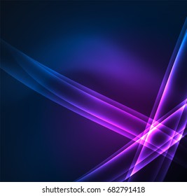 Energy lines, glowing waves in the dark, vector abstract background. Vector business or technology presentation design template, brochure or flyer pattern, or geometric web banner