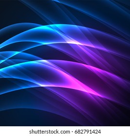Energielinien, leuchtende Wellen im Dunkeln, Vektorgrafik-abstrakter Hintergrund. Design-Vorlage für Vektorgrafik-Präsentationen, Broschüren oder Flyer-Muster oder geometrisches Webbanner