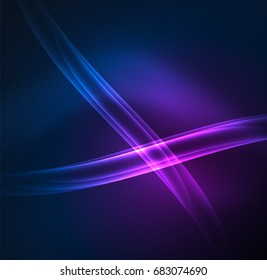 Energy lines, glowing waves in the dark, vector abstract background. Vector business or technology presentation design template, brochure or flyer pattern, or geometric web banner