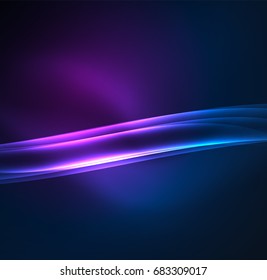 Energy lines, glowing waves in the dark, vector abstract background. Vector business or technology presentation design template, brochure or flyer pattern, or geometric web banner