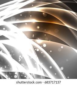 Energielinien, leuchtende Wellen im Dunkeln, Vektorgrafik-abstrakter Hintergrund. Design-Vorlage für Vektorgrafik-Präsentationen, Broschüren oder Flyer-Muster oder geometrisches Webbanner