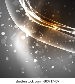 Energy lines, glowing waves in the dark, vector abstract background. Vector business or technology presentation design template, brochure or flyer pattern, or geometric web banner