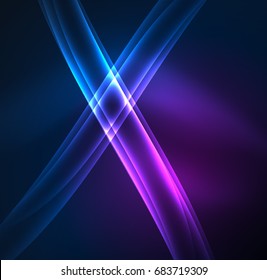 Energielinien, leuchtende Wellen im Dunkeln, Vektorgrafik-abstrakter Hintergrund. Design-Vorlage für Vektorgrafik-Präsentationen, Broschüren oder Flyer-Muster oder geometrisches Webbanner