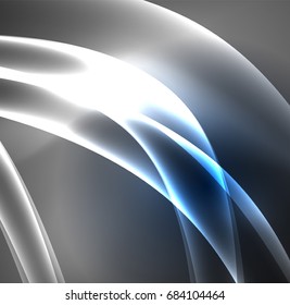 Energy lines, glowing waves in the dark, vector abstract background. Vector business or technology presentation design template, brochure or flyer pattern, or geometric web banner