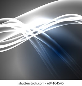 Energy lines, glowing waves in the dark, vector abstract background. Vector business or technology presentation design template, brochure or flyer pattern, or geometric web banner