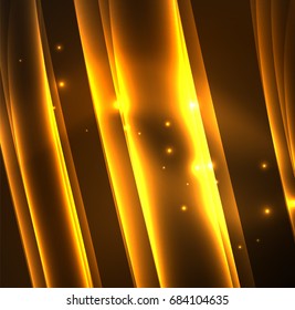 Energy lines, glowing waves in the dark, vector abstract background. Vector business or technology presentation design template, brochure or flyer pattern, or geometric web banner
