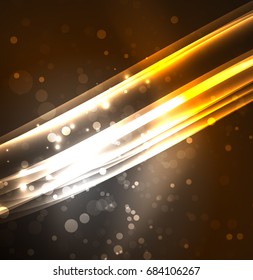 Energy lines, glowing waves in the dark, vector abstract background. Vector business or technology presentation design template, brochure or flyer pattern, or geometric web banner