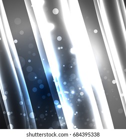 Líneas de energía, ondas brillantes en el fondo oscuro, vector abstracto. Plantilla de diseño de presentación de vocabulario o tecnología, patrón de folleto o volante, o banner web geométrico