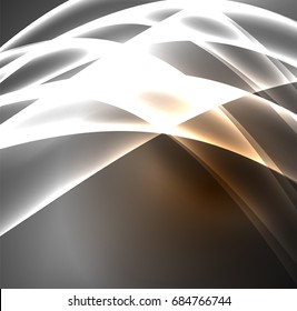 Energy lines, glowing waves in the dark, vector abstract background. Vector business or technology presentation design template, brochure or flyer pattern, or geometric web banner