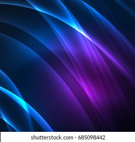 Energy lines, glowing waves in the dark, vector abstract background. Vector business or technology presentation design template, brochure or flyer pattern, or geometric web banner