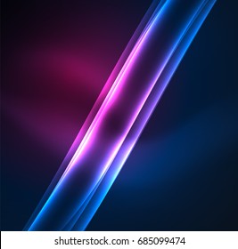 Líneas de energía, ondas brillantes en el fondo oscuro, vector abstracto. Plantilla de diseño de presentación de vocabulario o tecnología, patrón de folleto o volante, o banner web geométrico