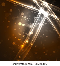 Energy lines, glowing waves in the dark, vector abstract background. Vector business or technology presentation design template, brochure or flyer pattern, or geometric web banner