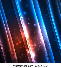 Energy lines, glowing waves in the dark, vector abstract background. Vector business or technology presentation design template, brochure or flyer pattern, or geometric web banner