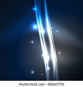 Energy lines, glowing waves in the dark, vector abstract background. Vector business or technology presentation design template, brochure or flyer pattern, or geometric web banner