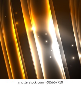 Energy lines, glowing waves in the dark, vector abstract background. Vector business or technology presentation design template, brochure or flyer pattern, or geometric web banner