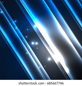 Líneas de energía, ondas brillantes en el fondo oscuro, vector abstracto. Plantilla de diseño de presentación de vocabulario o tecnología, patrón de folleto o volante, o banner web geométrico