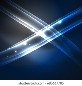 Energielinien, leuchtende Wellen im Dunkeln, Vektorgrafik-abstrakter Hintergrund. Design-Vorlage für Vektorgrafik-Präsentationen, Broschüren oder Flyer-Muster oder geometrisches Webbanner