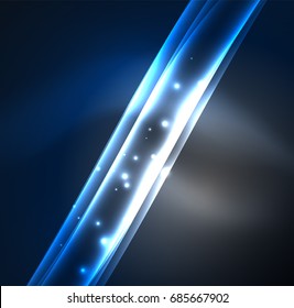 Líneas de energía, ondas brillantes en el fondo oscuro, vector abstracto. Plantilla de diseño de presentación de vocabulario o tecnología, patrón de folleto o volante, o banner web geométrico