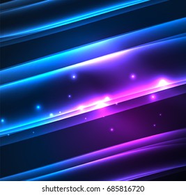 Energy lines, glowing waves in the dark, vector abstract background. Vector business or technology presentation design template, brochure or flyer pattern, or geometric web banner