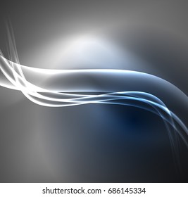 Líneas de energía, ondas brillantes en el fondo oscuro, vector abstracto. Plantilla de diseño de presentación de vocabulario o tecnología, patrón de folleto o volante, o banner web geométrico