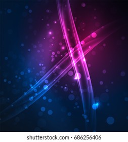 Energielinien, leuchtende Wellen im Dunkeln, Vektorgrafik-abstrakter Hintergrund. Design-Vorlage für Vektorgrafik-Präsentationen, Broschüren oder Flyer-Muster oder geometrisches Webbanner