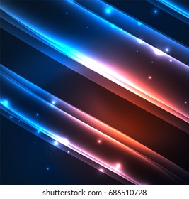 Energy lines, glowing waves in the dark, vector abstract background. Vector business or technology presentation design template, brochure or flyer pattern, or geometric web banner