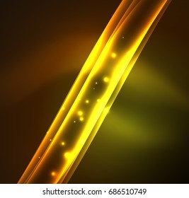 Energy lines, glowing waves in the dark, vector abstract background. Vector business or technology presentation design template, brochure or flyer pattern, or geometric web banner
