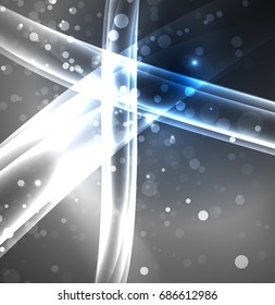 Energielinien, leuchtende Wellen im Dunkeln, Vektorgrafik-abstrakter Hintergrund. Design-Vorlage für Vektorgrafik-Präsentationen, Broschüren oder Flyer-Muster oder geometrisches Webbanner