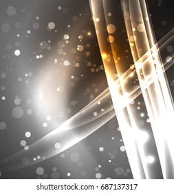 Energy lines, glowing waves in the dark, vector abstract background. Vector business or technology presentation design template, brochure or flyer pattern, or geometric web banner