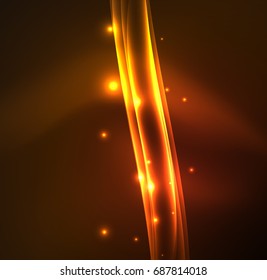Energy lines, glowing waves in the dark, vector abstract background. Vector business or technology presentation design template, brochure or flyer pattern, or geometric web banner