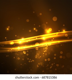 Energy lines, glowing waves in the dark, vector abstract background. Vector business or technology presentation design template, brochure or flyer pattern, or geometric web banner