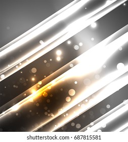 Energy lines, glowing waves in the dark, vector abstract background. Vector business or technology presentation design template, brochure or flyer pattern, or geometric web banner