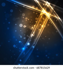 Energy lines, glowing waves in the dark, vector abstract background. Vector business or technology presentation design template, brochure or flyer pattern, or geometric web banner