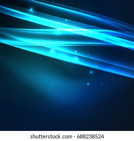 Energy lines, glowing waves in the dark, vector abstract background. Vector business or technology presentation design template, brochure or flyer pattern, or geometric web banner