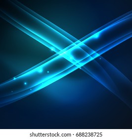 Energy lines, glowing waves in the dark, vector abstract background. Vector business or technology presentation design template, brochure or flyer pattern, or geometric web banner