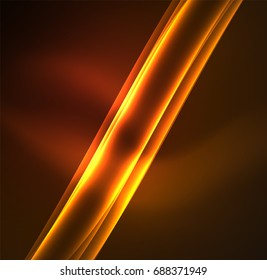 Energy lines, glowing waves in the dark, vector abstract background. Vector business or technology presentation design template, brochure or flyer pattern, or geometric web banner