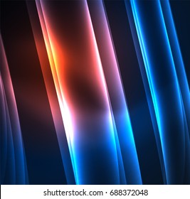 Energy lines, glowing waves in the dark, vector abstract background. Vector business or technology presentation design template, brochure or flyer pattern, or geometric web banner