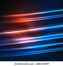 Energielinien, leuchtende Wellen im Dunkeln, Vektorgrafik-abstrakter Hintergrund. Design-Vorlage für Vektorgrafik-Präsentationen, Broschüren oder Flyer-Muster oder geometrisches Webbanner