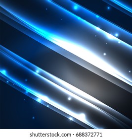 Energy lines, glowing waves in the dark, vector abstract background. Vector business or technology presentation design template, brochure or flyer pattern, or geometric web banner
