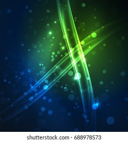 Energy lines, glowing waves in the dark, vector abstract background. Vector business or technology presentation design template, brochure or flyer pattern, or geometric web banner