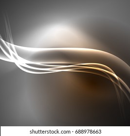 Líneas de energía, ondas brillantes en el fondo oscuro, vector abstracto. Plantilla de diseño de presentación de vocabulario o tecnología, patrón de folleto o volante, o banner web geométrico