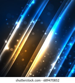 Energy lines, glowing waves in the dark, vector abstract background. Vector business or technology presentation design template, brochure or flyer pattern, or geometric web banner