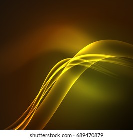 Energy lines, glowing waves in the dark, vector abstract background. Vector business or technology presentation design template, brochure or flyer pattern, or geometric web banner