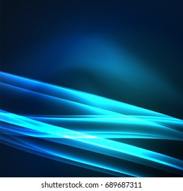 Energielinien, leuchtende Wellen im Dunkeln, Vektorgrafik-abstrakter Hintergrund. Design-Vorlage für Vektorgrafik-Präsentationen, Broschüren oder Flyer-Muster oder geometrisches Webbanner