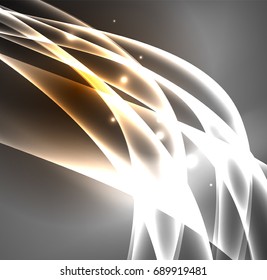 Energy lines, glowing waves in the dark, vector abstract background. Vector business or technology presentation design template, brochure or flyer pattern, or geometric web banner