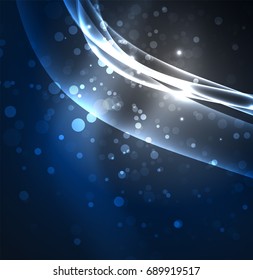 Energy lines, glowing waves in the dark, vector abstract background. Vector business or technology presentation design template, brochure or flyer pattern, or geometric web banner