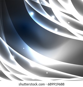 Energy lines, glowing waves in the dark, vector abstract background. Vector business or technology presentation design template, brochure or flyer pattern, or geometric web banner